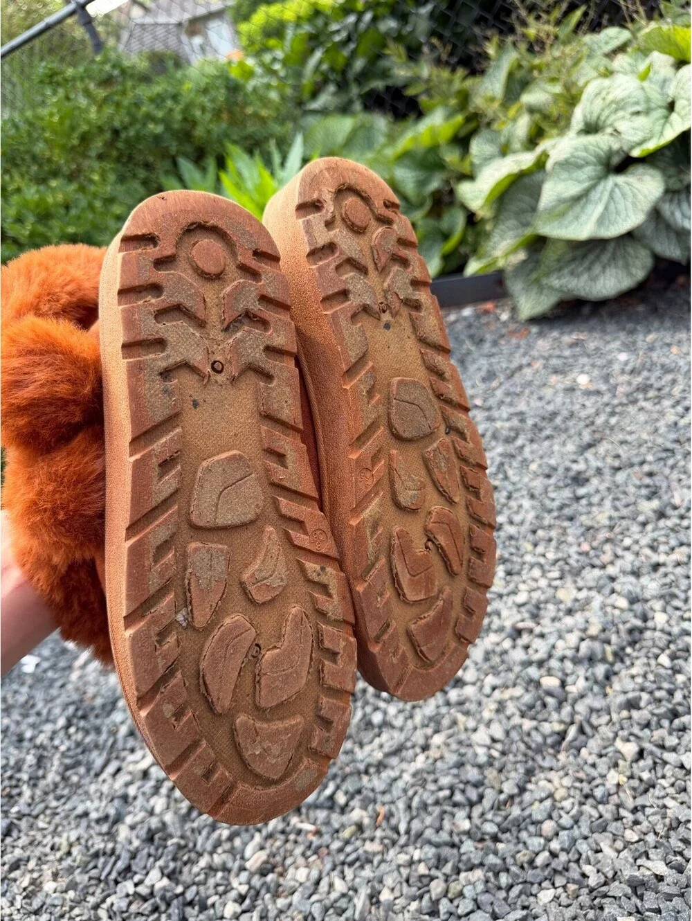 Rust Orange Faux Fur Pom-Pom Winter Boots Size 8